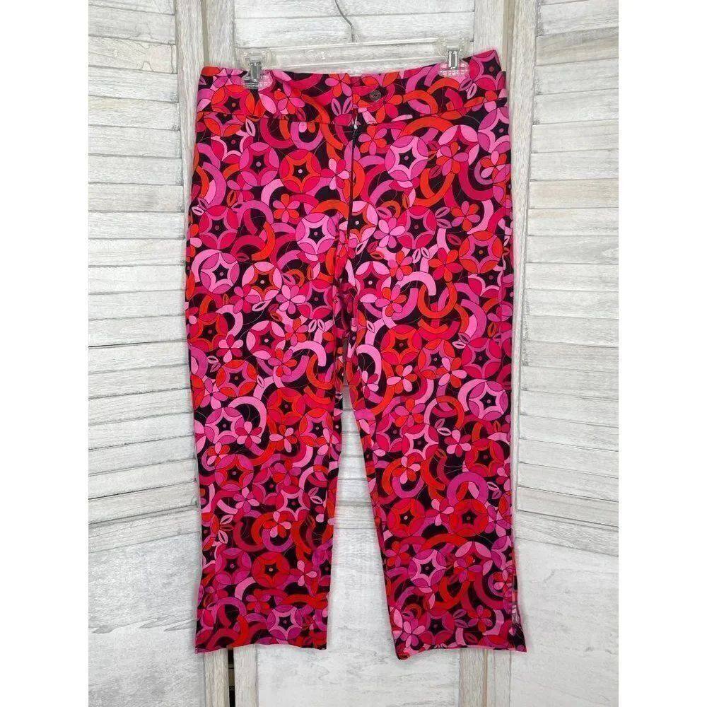 Madison Studio Pink & Red MOD Print Pants Size 10